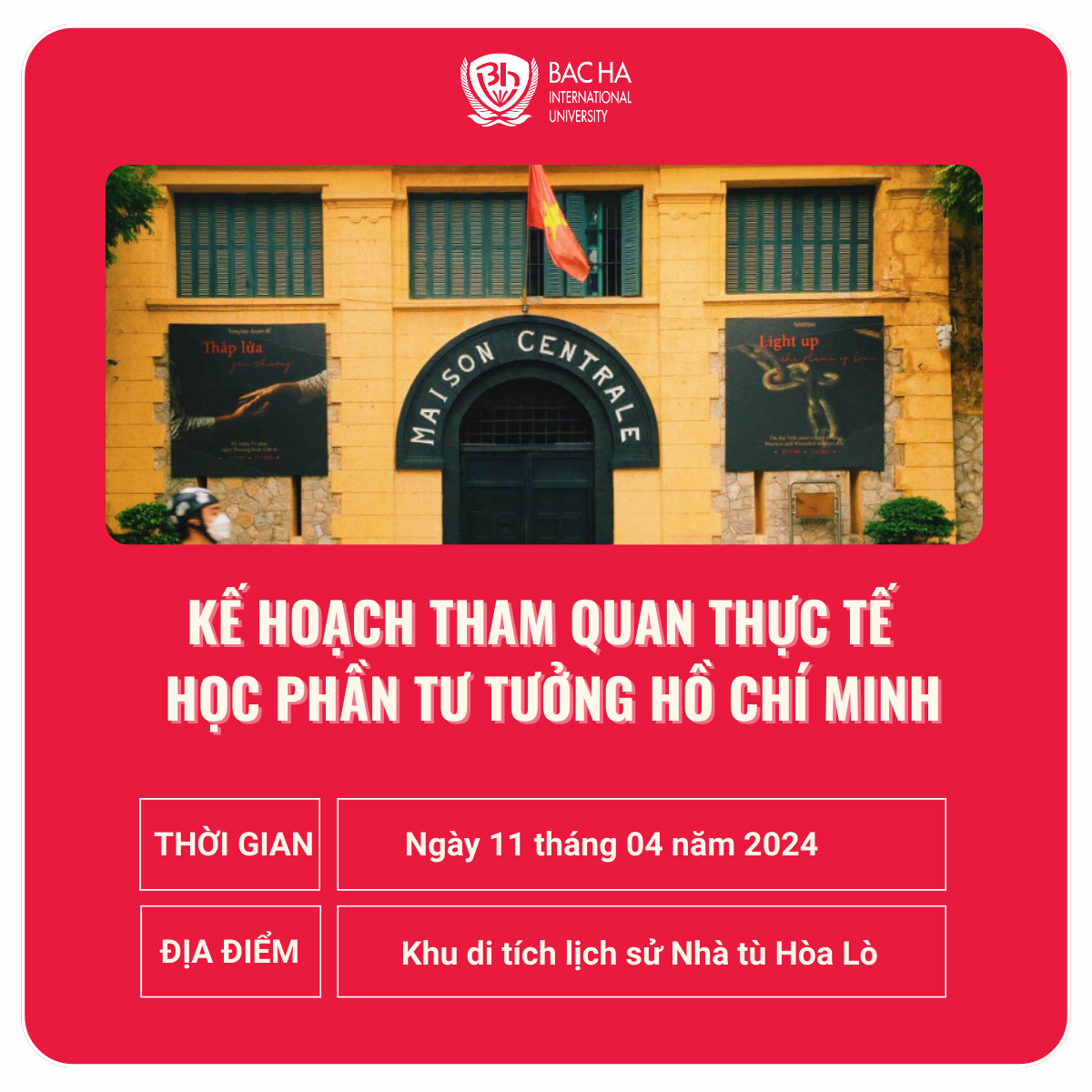 Thông báo kế hoạch tham quan thực tế học phần Tư tưởng Hồ Chí Minh K17